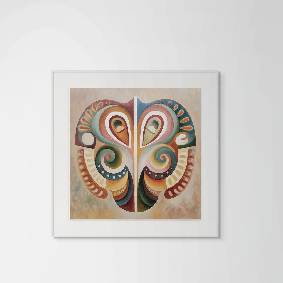 Mask I – white frame – framed art print – Fringe Art Studio- Wall Art- Cairo Egypt