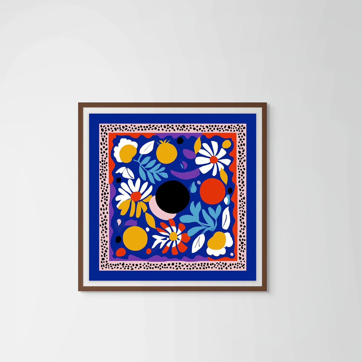 Spring Blues – dark wood frame – framed art print – Fringe Art Studio- Wall Art- Cairo Egypt