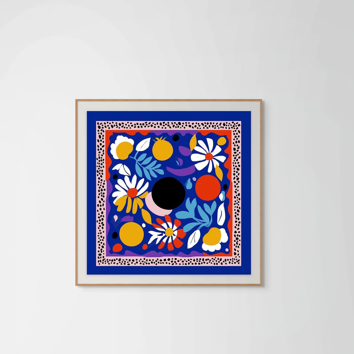 Spring Blues – natural wood frame – framed art print – Fringe Art Studio- Wall Art- Cairo Egypt