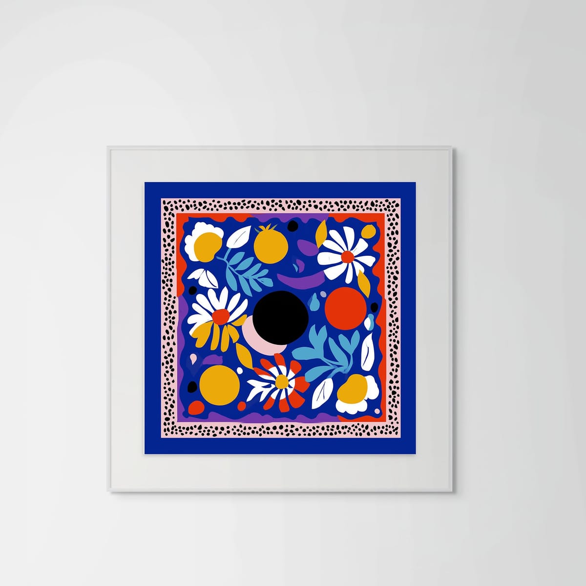 Spring Blues – white frame – framed art print – Fringe Art Studio- Wall Art- Cairo Egypt
