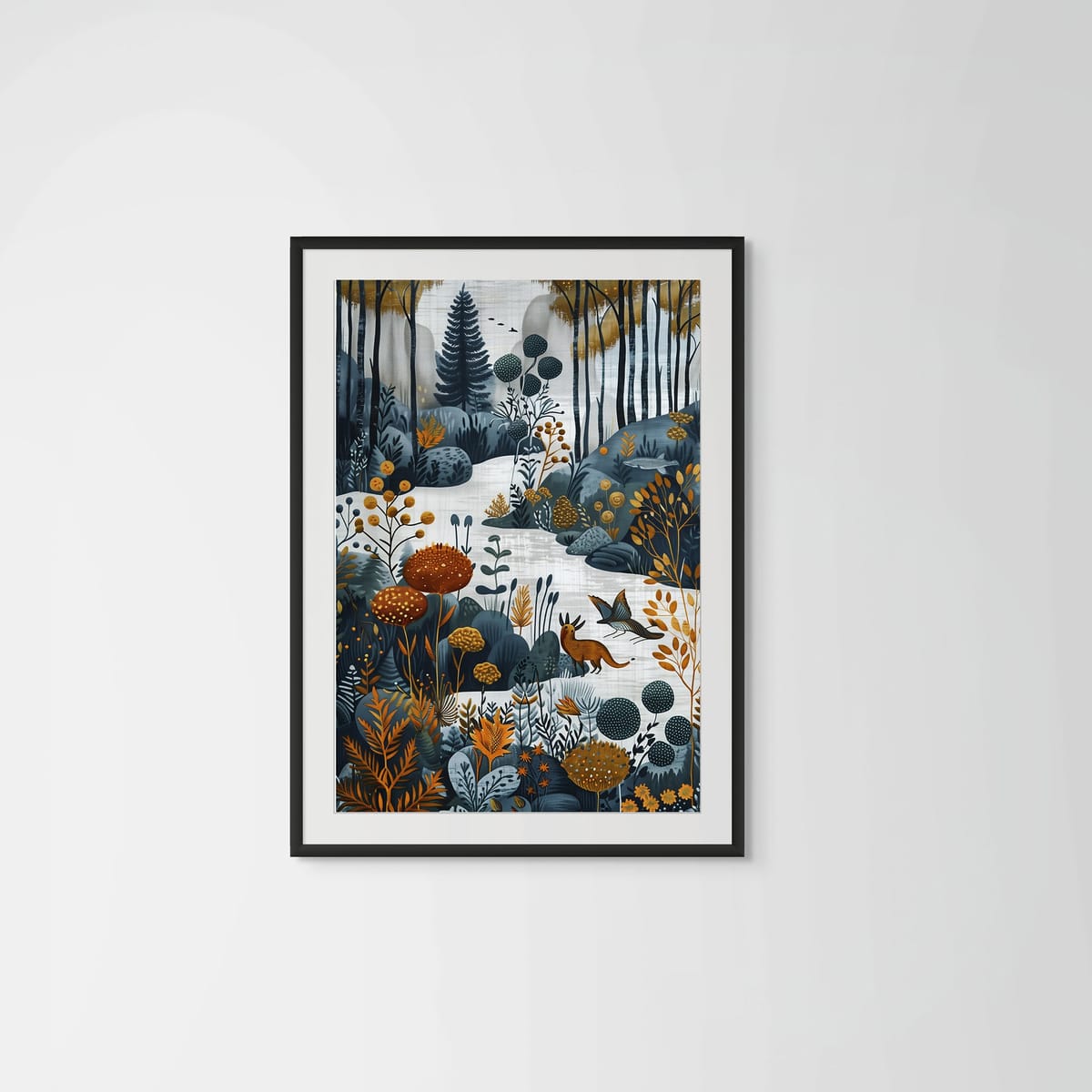 Winter Bambi – black frame – framed art print – Fringe Art Studio- Wall Art- Cairo Egypt