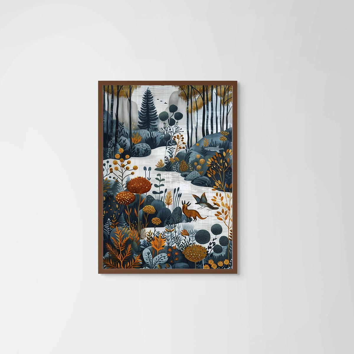 Winter Bambi – dark wood frame – no mount – Fringe Art Studio- Wall Art- Cairo Egypt