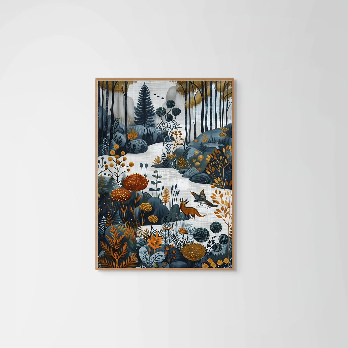 Winter Bambi – natural wood frame – no mount – Fringe Art Studio- Wall Art- Cairo Egypt