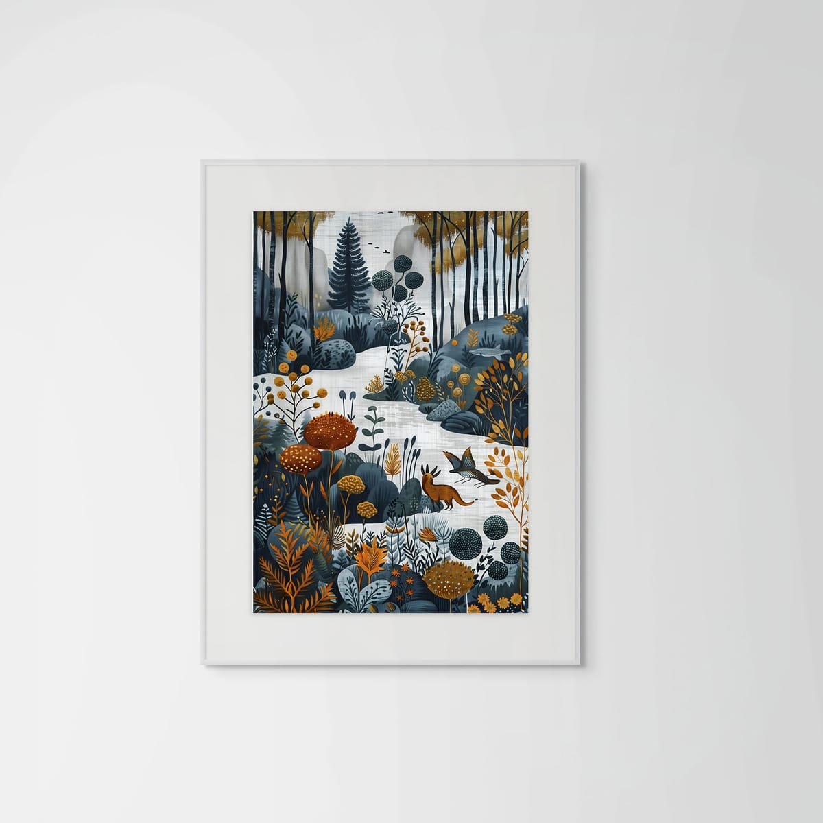 Winter Bambi – white frame – framed art print – Fringe Art Studio- Wall Art- Cairo Egypt