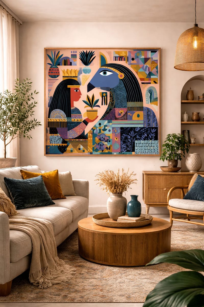 Daughter of the Sun – wall art in home – Fringe Art Studio- Wall Art- Cairo Egypt