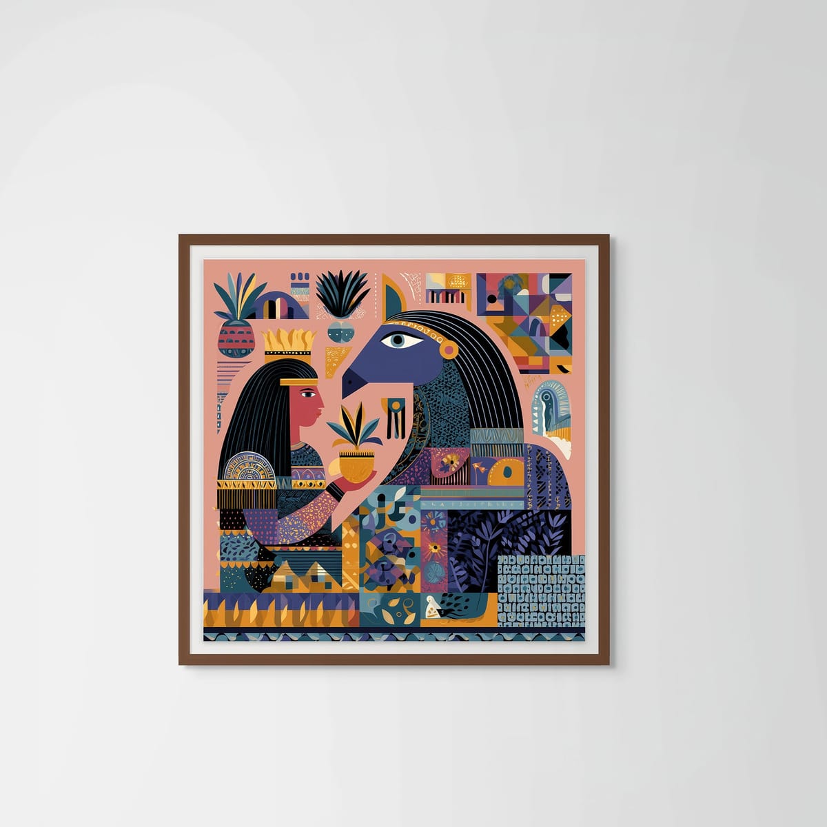 Daughter of the Sun – dark wood frame – framed art print – Fringe Art Studio- Wall Art- Cairo Egypt