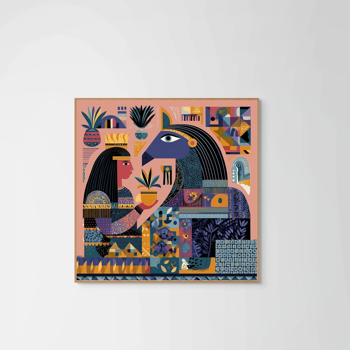 Daughter of the Sun – natural wood frame – no mount – Fringe Art Studio- Wall Art- Cairo Egypt