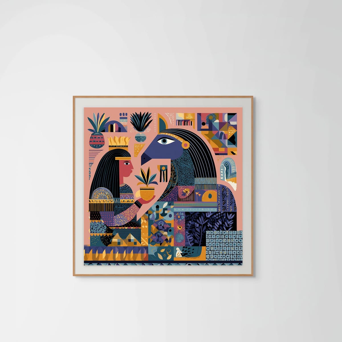 Daughter of the Sun – natural wood frame – framed art print – Fringe Art Studio- Wall Art- Cairo Egypt