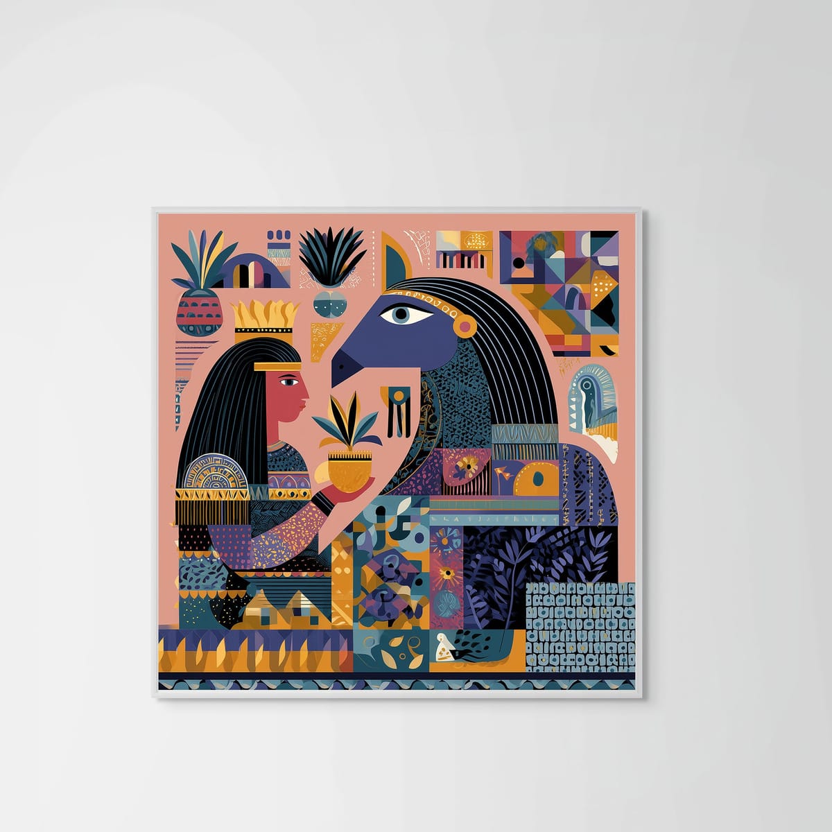 Daughter of the Sun – white frame – no mount – Fringe Art Studio- Wall Art- Cairo Egypt