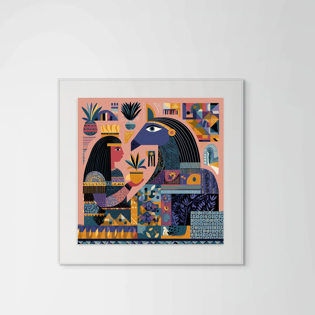 Daughter of the Sun – white frame – framed art print – Fringe Art Studio- Wall Art- Cairo Egypt
