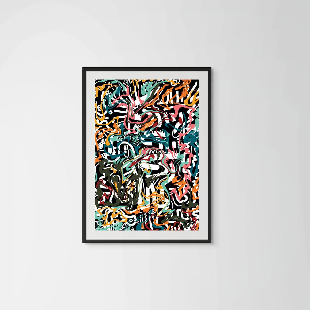 Doodles – black frame – framed art print – Fringe Art Studio- Wall Art- Cairo Egypt