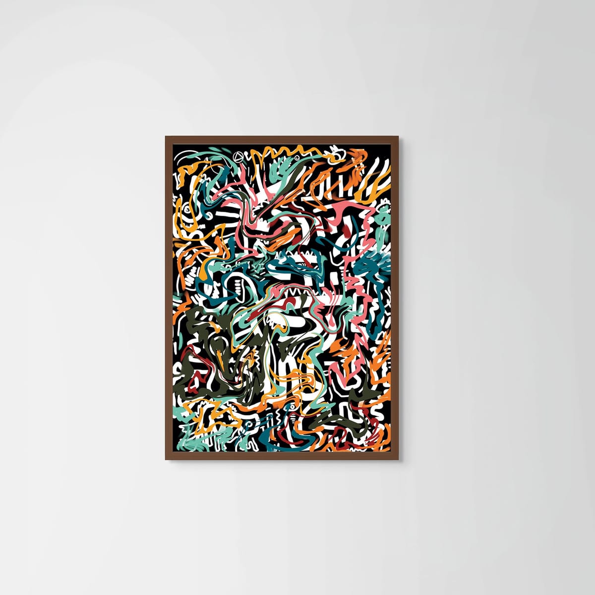Doodles – dark wood frame – no mount – Fringe Art Studio- Wall Art- Cairo Egypt