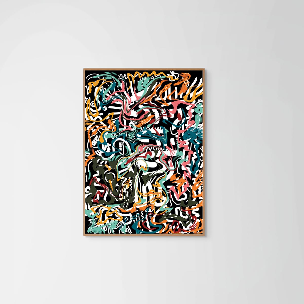 Doodles – natural wood frame – no mount – Fringe Art Studio- Wall Art- Cairo Egypt