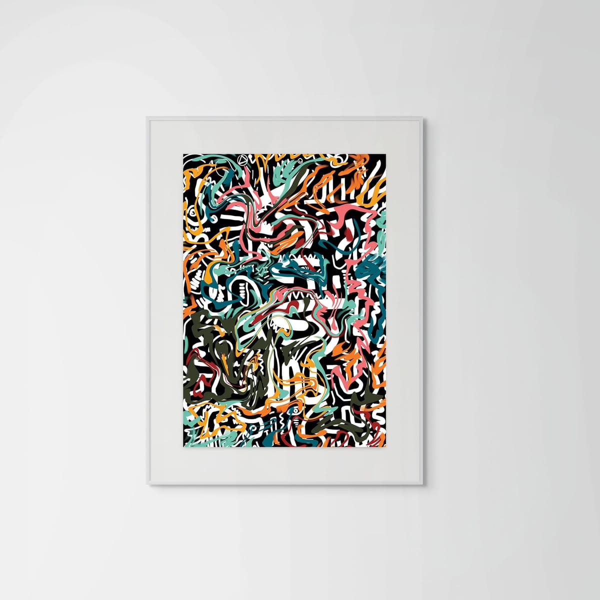 Doodles – white frame – framed art print – Fringe Art Studio- Wall Art- Cairo Egypt