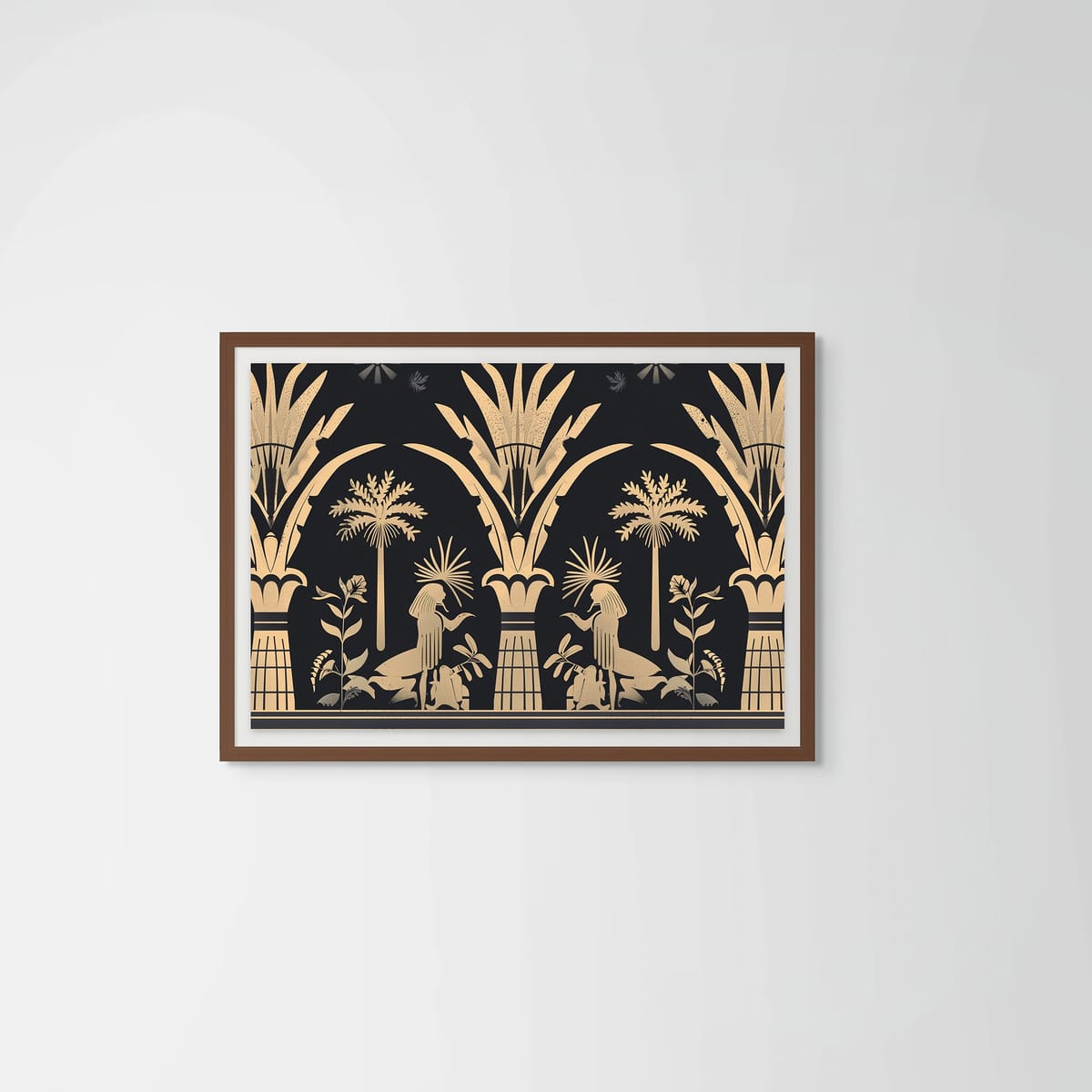 Golden Palms I – dark wood frame – framed art print – Fringe Art Studio- Wall Art- Cairo Egypt