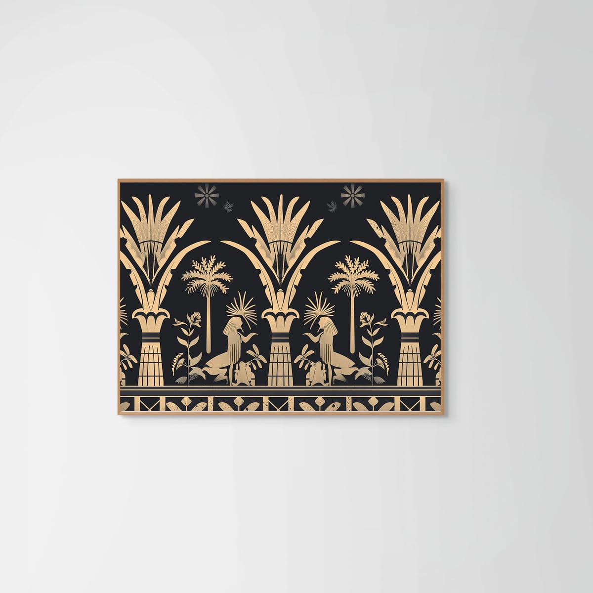 Golden Palms I – natural wood frame – no mount – Fringe Art Studio- Wall Art- Cairo Egypt