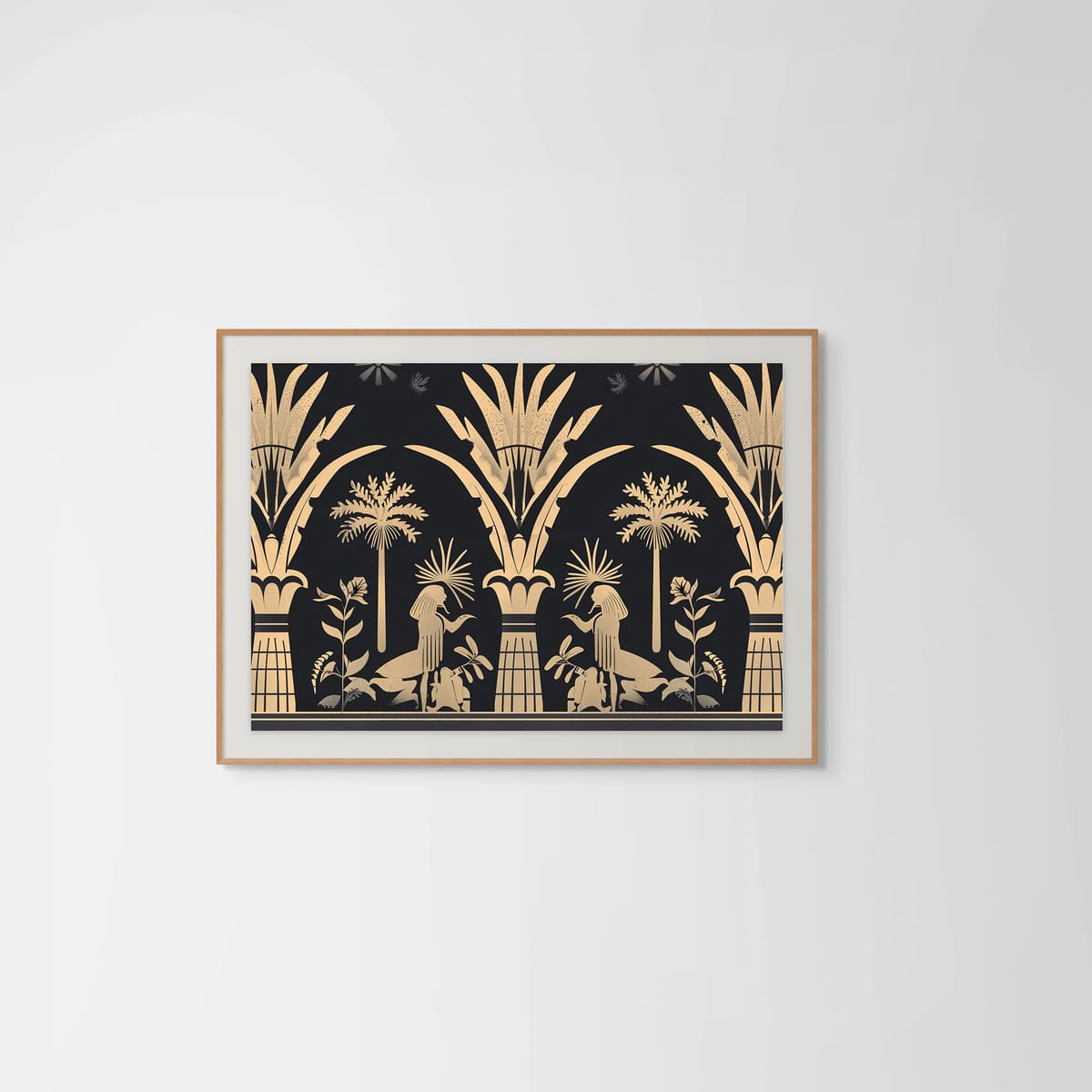 Golden Palms I – natural wood frame – framed art print – Fringe Art Studio- Wall Art- Cairo Egypt
