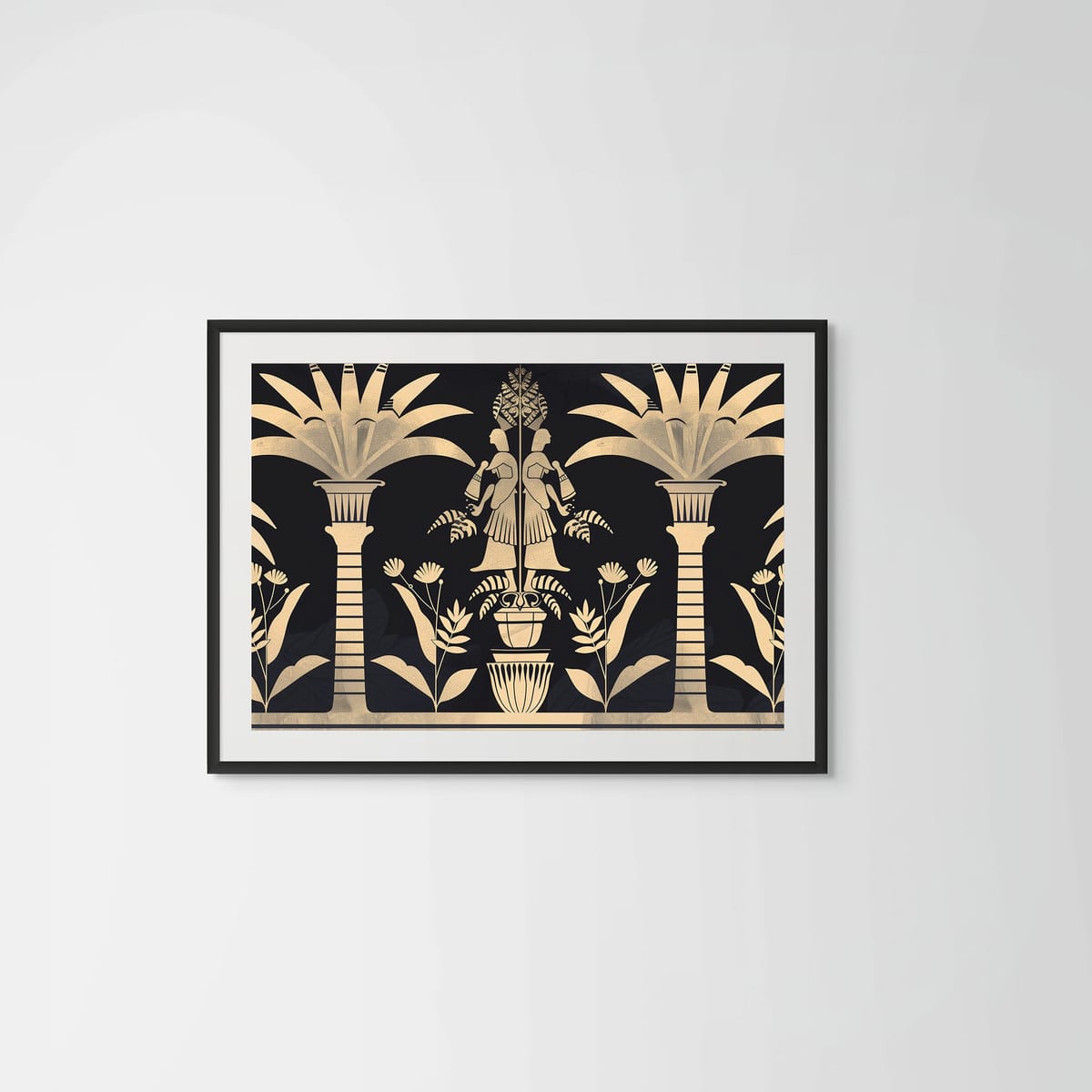 Golden Palms II – black frame – framed art print – Fringe Art Studio- Wall Art- Cairo Egypt