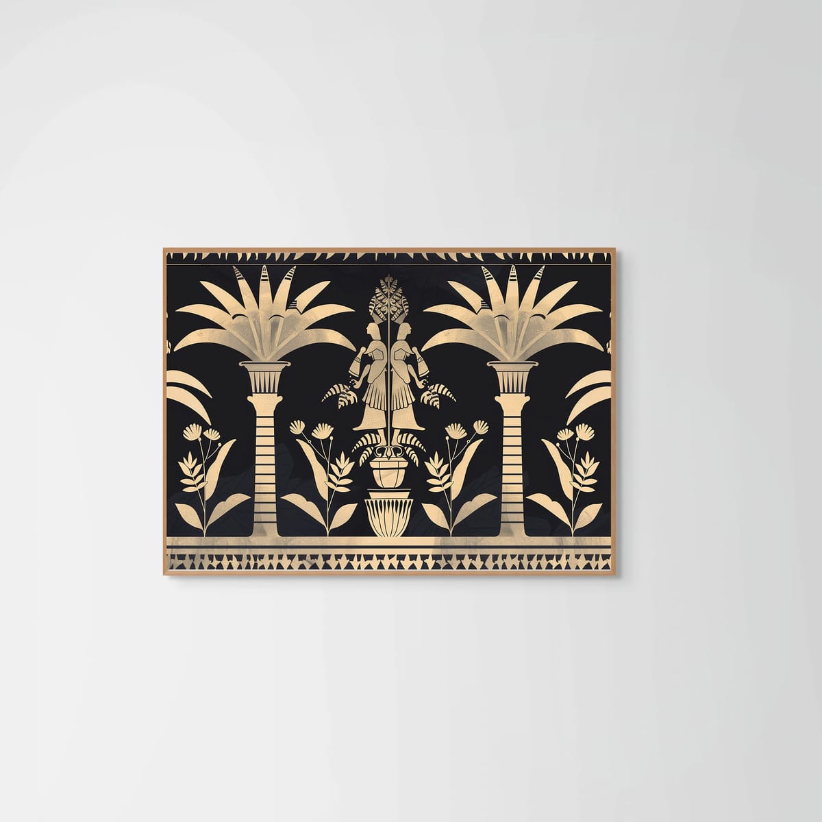 Golden Palms II – natural wood frame – no mount – Fringe Art Studio- Wall Art- Cairo Egypt