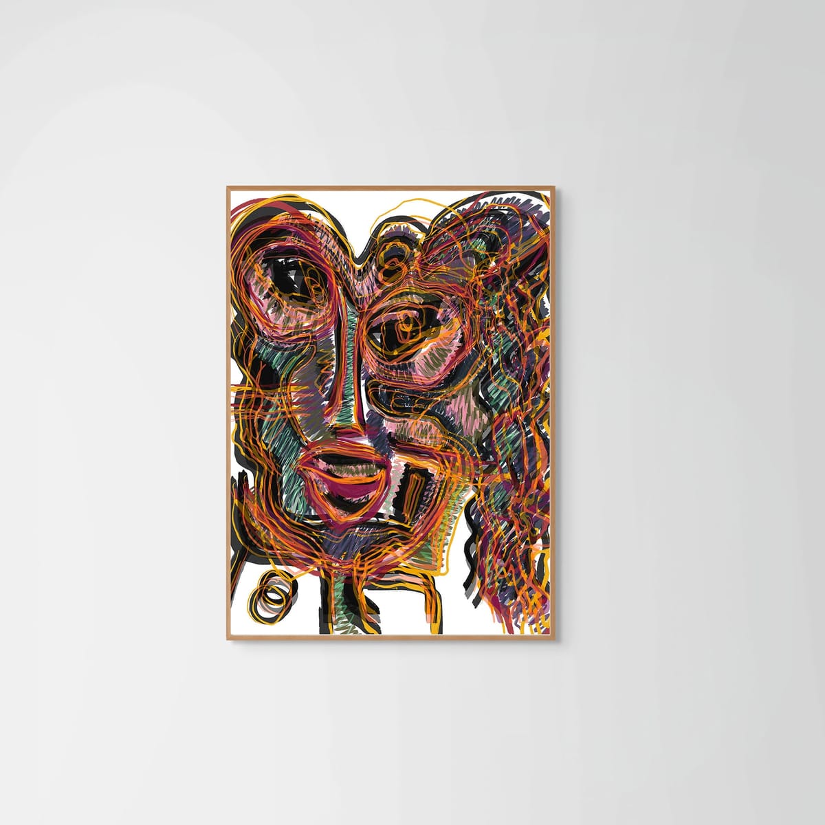 Inner Noise – natural wood frame – no mount – Fringe Art Studio- Wall Art- Cairo Egypt