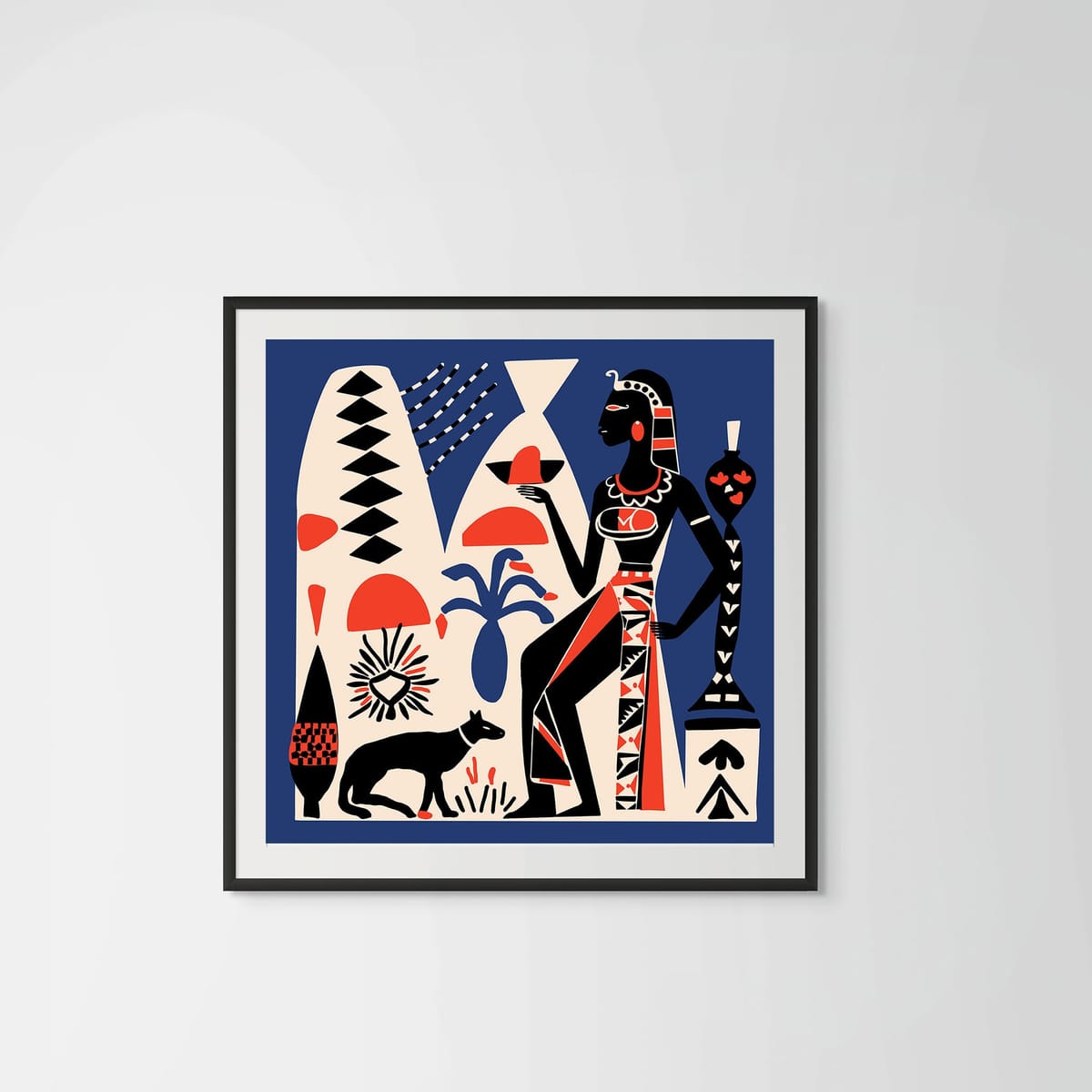 Pharaoh Magic Blue – black frame – framed art print – Fringe Art Studio- Wall Art- Cairo Egypt