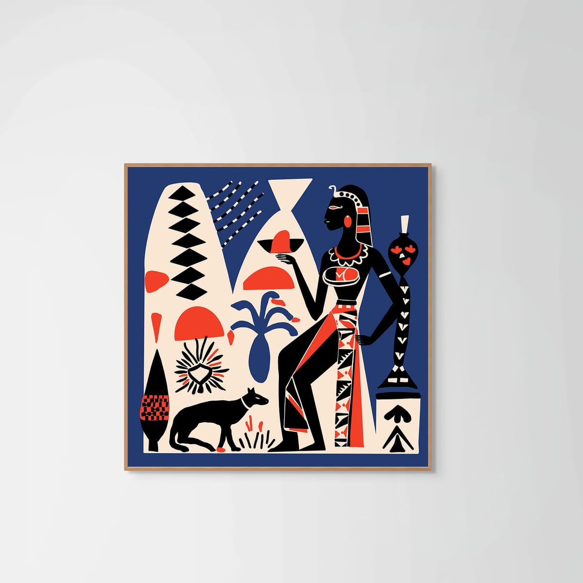 Pharaoh Magic Blue – natural wood frame – no mount – Fringe Art Studio- Wall Art- Cairo Egypt