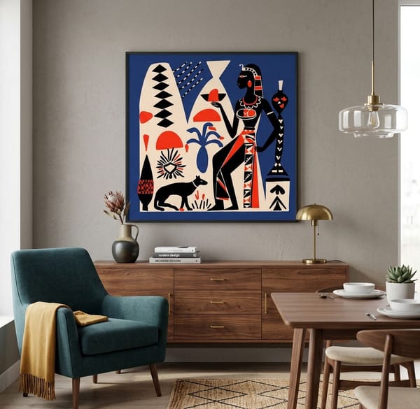 Pharaoh Magic Blue – wall art – Fringe Art Studio- Wall Art- Cairo Egypt