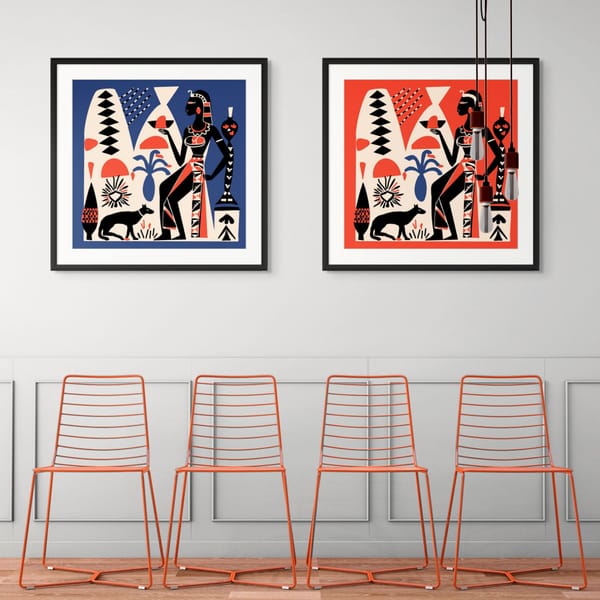 Pharaoh Magic Red – wall art – Fringe Art Studio- Wall Art- Cairo Egypt