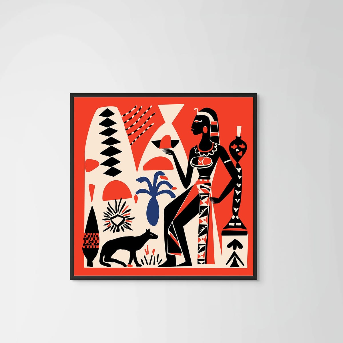 Pharaoh Magic Red – black frame – no mount – Fringe Art Studio- Wall Art- Cairo Egypt