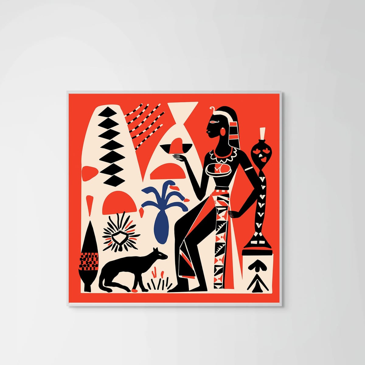 Pharaoh Magic Red – white frame – no mount – Fringe Art Studio- Wall Art- Cairo Egypt