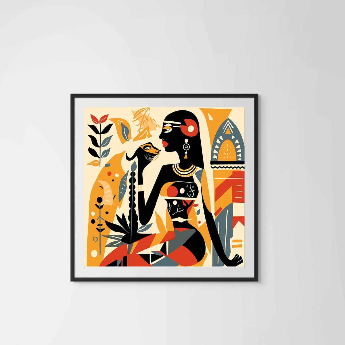 Pharaoh Tiger – black frame – framed art print – Fringe Art Studio- Wall Art- Cairo Egypt