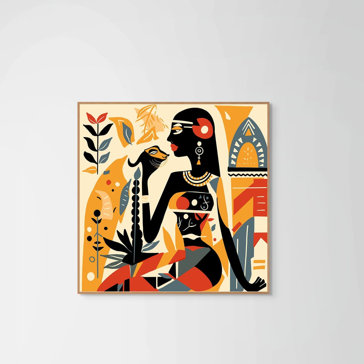 Pharaoh Tiger – natural wood frame – no mount – Fringe Art Studio- Wall Art- Cairo Egypt