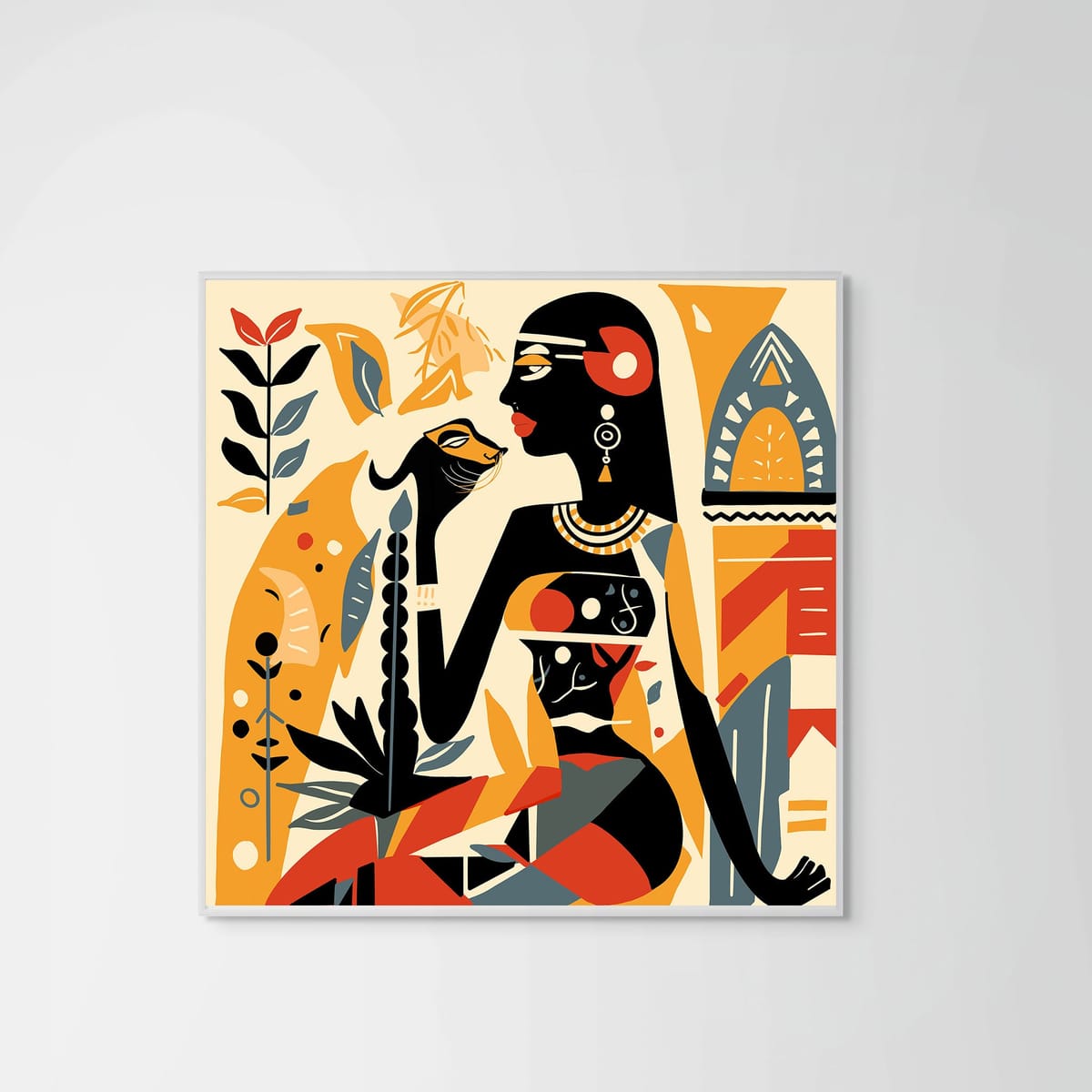 Pharaoh Tiger – white frame – no mount – Fringe Art Studio- Wall Art- Cairo Egypt