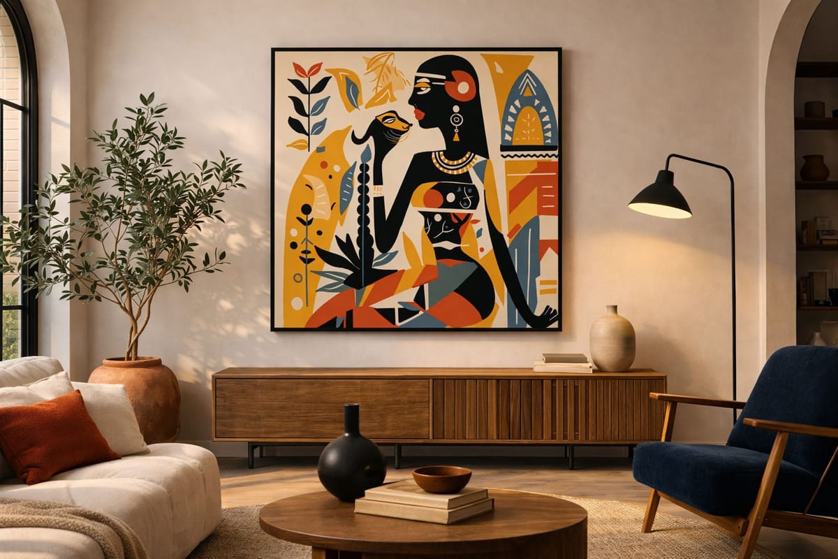 Pharaoh Tiger – wall art in home – Fringe Art Studio- Wall Art- Cairo Egypt