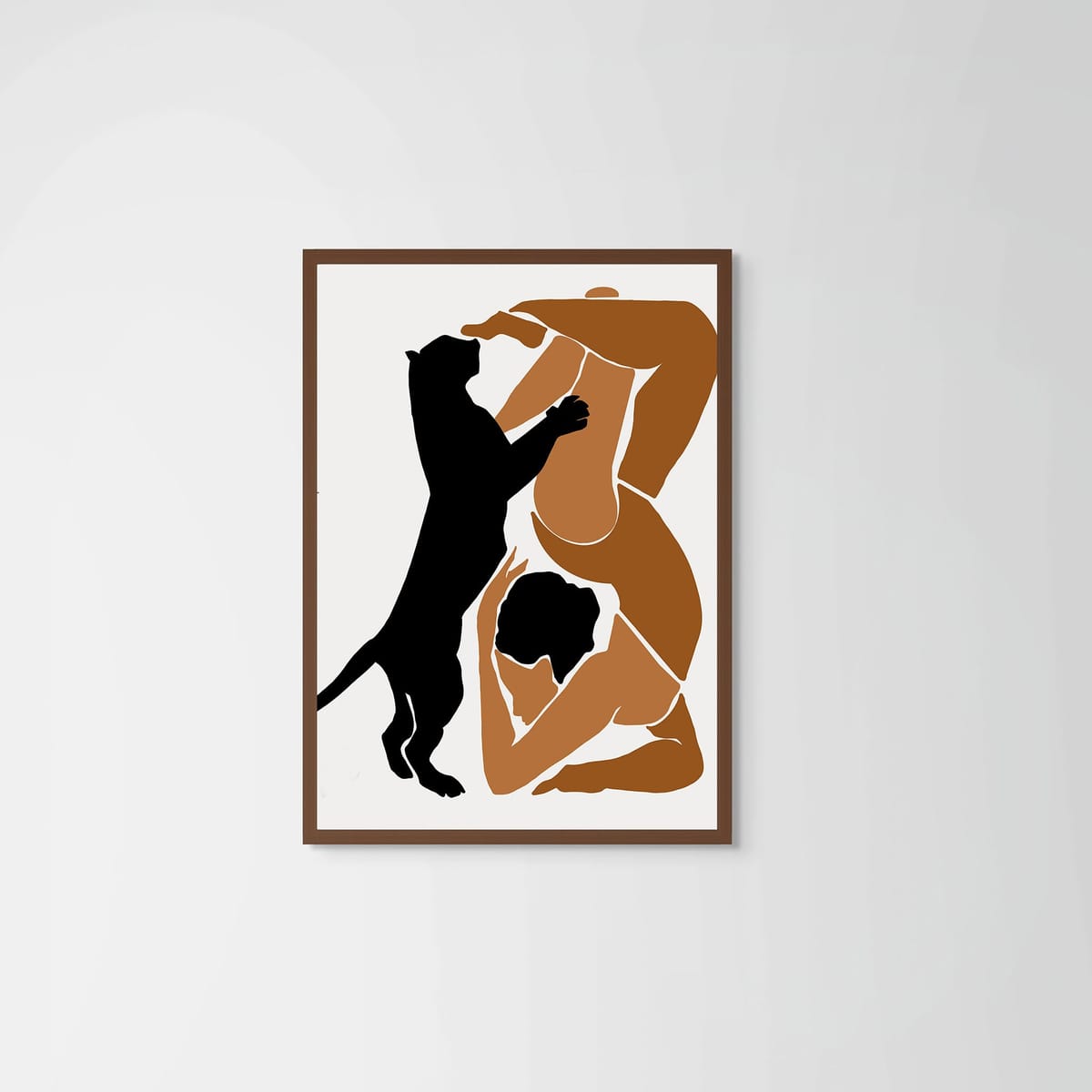 Tiger Yoga – dark wood frame – no mount – Fringe Art Studio- Wall Art- Cairo Egypt