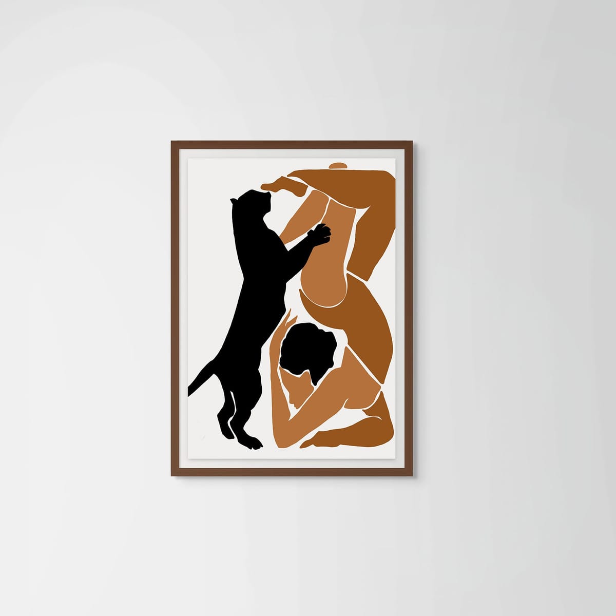 Tiger Yoga – dark wood frame – framed art print – Fringe Art Studio- Wall Art- Cairo Egypt