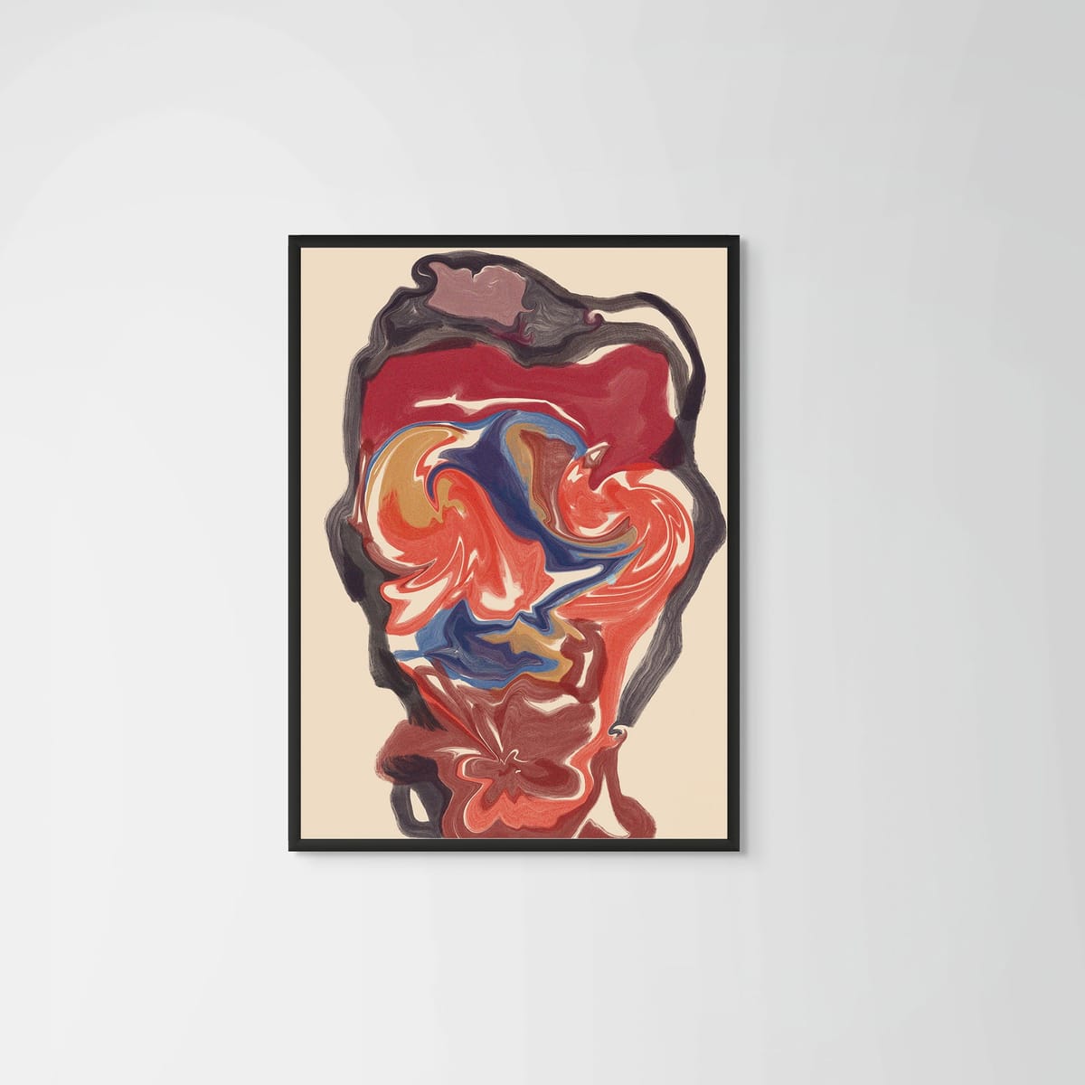 Watercolor Man – black frame – no mount – Fringe Art Studio- Wall Art- Cairo Egypt