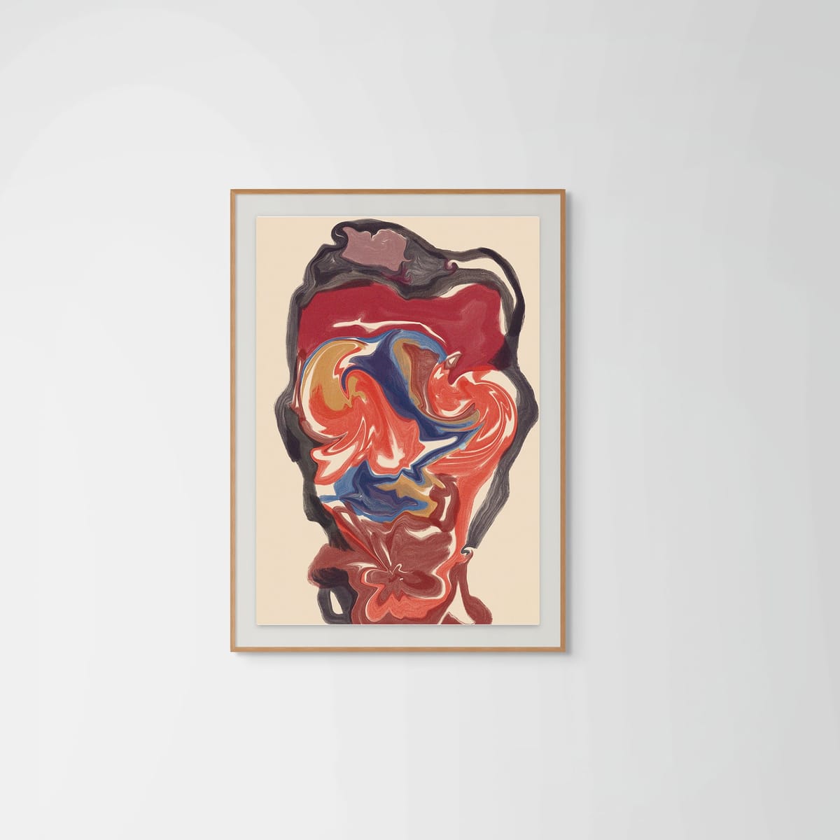 Watercolor Man – natural wood frame – framed art print – Fringe Art Studio- Wall Art- Cairo Egypt